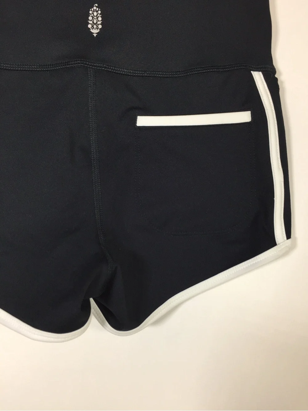 Free People Sporty Black High-Rise Athletic Shorts with White Trim